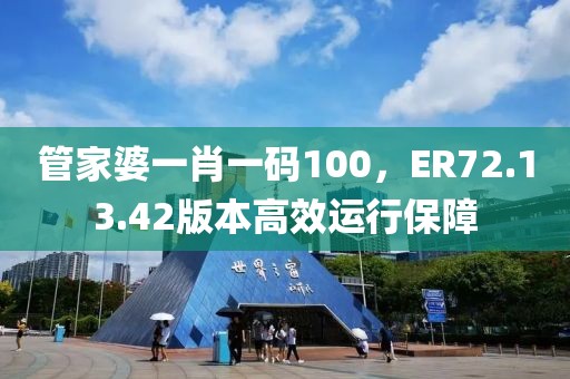 管家婆一肖一码100，ER72.13.42版本高效运行保障