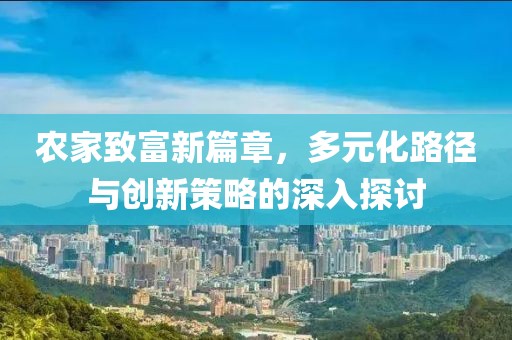 农家致富新篇章，多元化路径与创新策略的深入探讨