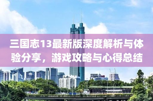 三国志13最新版深度解析与体验分享，游戏攻略与心得总结