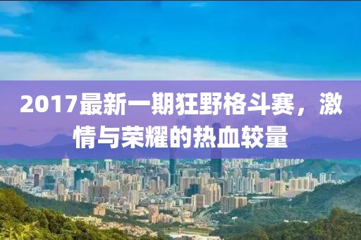 2017最新一期狂野格斗赛，激情与荣耀的热血较量