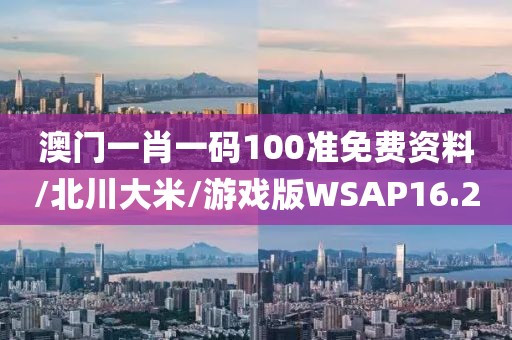 澳门一肖一码100准免费资料/北川大米/游戏版WSAP16.2