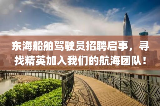 东海船舶驾驶员招聘启事，寻找精英加入我们的航海团队！