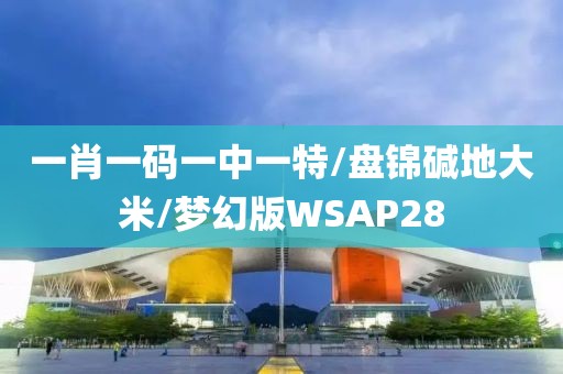 一肖一码一中一特/盘锦碱地大米/梦幻版WSAP28