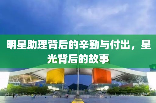 明星助理背后的辛勤与付出，星光背后的故事