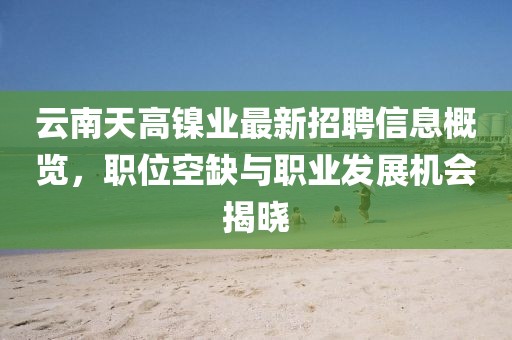 云南天高镍业最新招聘信息概览，职位空缺与职业发展机会揭晓