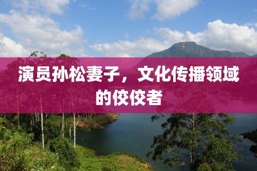 演员孙松妻子，文化传播领域的佼佼者