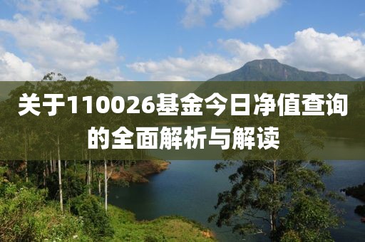 关于110026基金今日净值查询的全面解析与解读