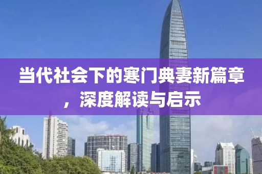 当代社会下的寒门典妻新篇章，深度解读与启示