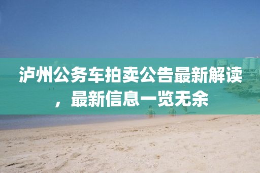 泸州公务车拍卖公告最新解读，最新信息一览无余