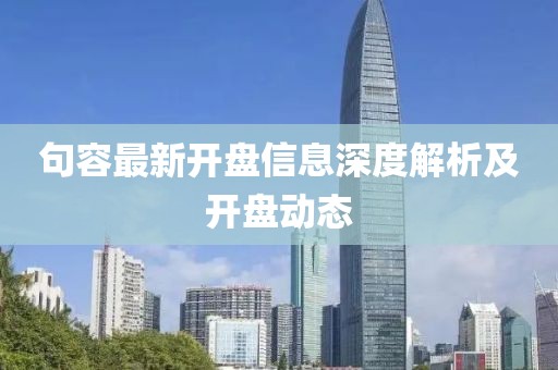 句容最新开盘信息深度解析及开盘动态