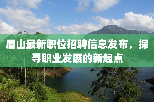 眉山最新职位招聘信息发布，探寻职业发展的新起点