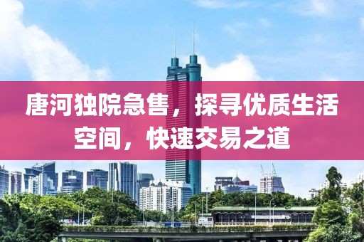 唐河独院急售，探寻优质生活空间，快速交易之道