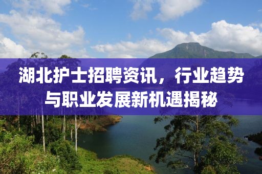 湖北护士招聘资讯，行业趋势与职业发展新机遇揭秘