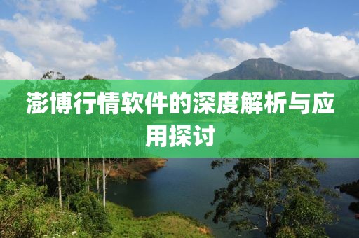 澎博行情软件的深度解析与应用探讨