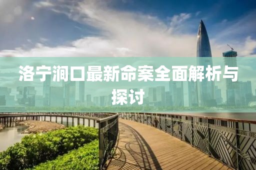 洛宁涧口最新命案全面解析与探讨