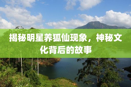 揭秘明星养狐仙现象，神秘文化背后的故事