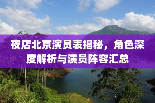 夜店北京演员表揭秘，角色深度解析与演员阵容汇总