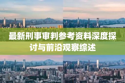 最新刑事审判参考资料深度探讨与前沿观察综述
