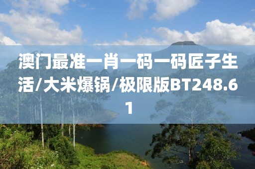 澳门最准一肖一码一码匠子生活/大米爆锅/极限版BT248.61