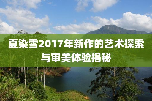 夏染雪2017年新作的艺术探索与审美体验揭秘
