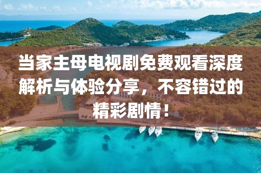 当家主母电视剧免费观看深度解析与体验分享，不容错过的精彩剧情！