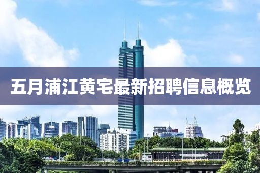 五月浦江黄宅最新招聘信息概览