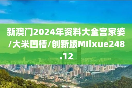 新澳门2024年资料大全宫家婆/大米凹槽/创新版MIixue248.12