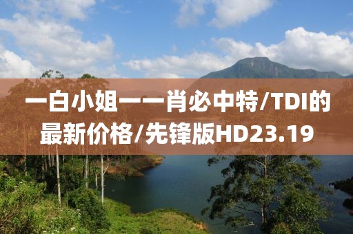 一白小姐一一肖必中特/TDI的最新价格/先锋版HD23.19