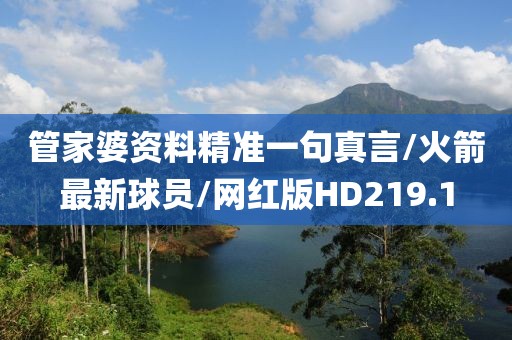 管家婆资料精准一句真言/火箭最新球员/网红版HD219.1