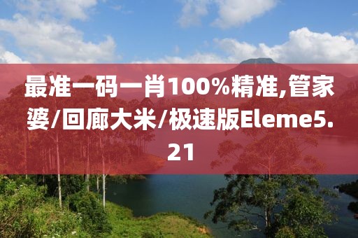 最准一码一肖100%精准,管家婆/回廊大米/极速版Eleme5.21