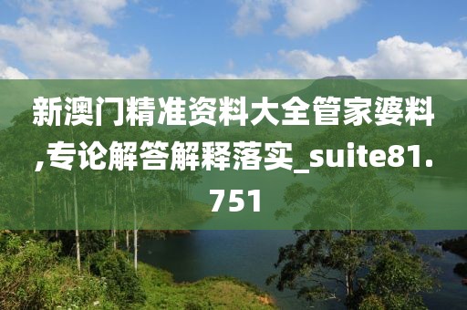 新澳门精准资料大全管家婆料,专论解答解释落实_suite81.751