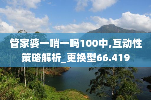 管家婆一哨一吗100中,互动性策略解析_更换型66.419
