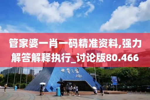 管家婆一肖一码精准资料,强力解答解释执行_讨论版80.466