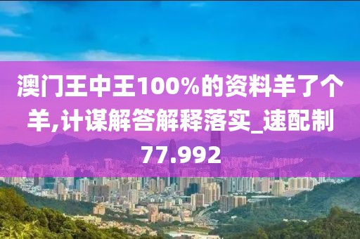 澳门王中王100%的资料羊了个羊,计谋解答解释落实_速配制77.992
