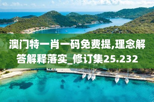 澳门特一肖一码免费提,理念解答解释落实_修订集25.232